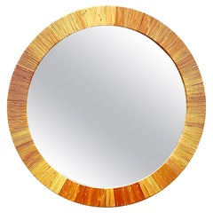 Vintage Coastal Bielecky Brothers Wrapped Rattan Mirror