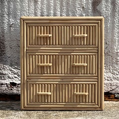 Vintage Coastal Bleached Rattan Chest of Drawers