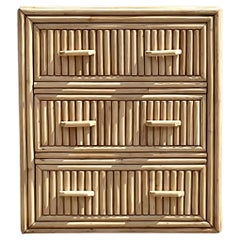 Vintage Coastal Bleached Rattan Chest of Drawers