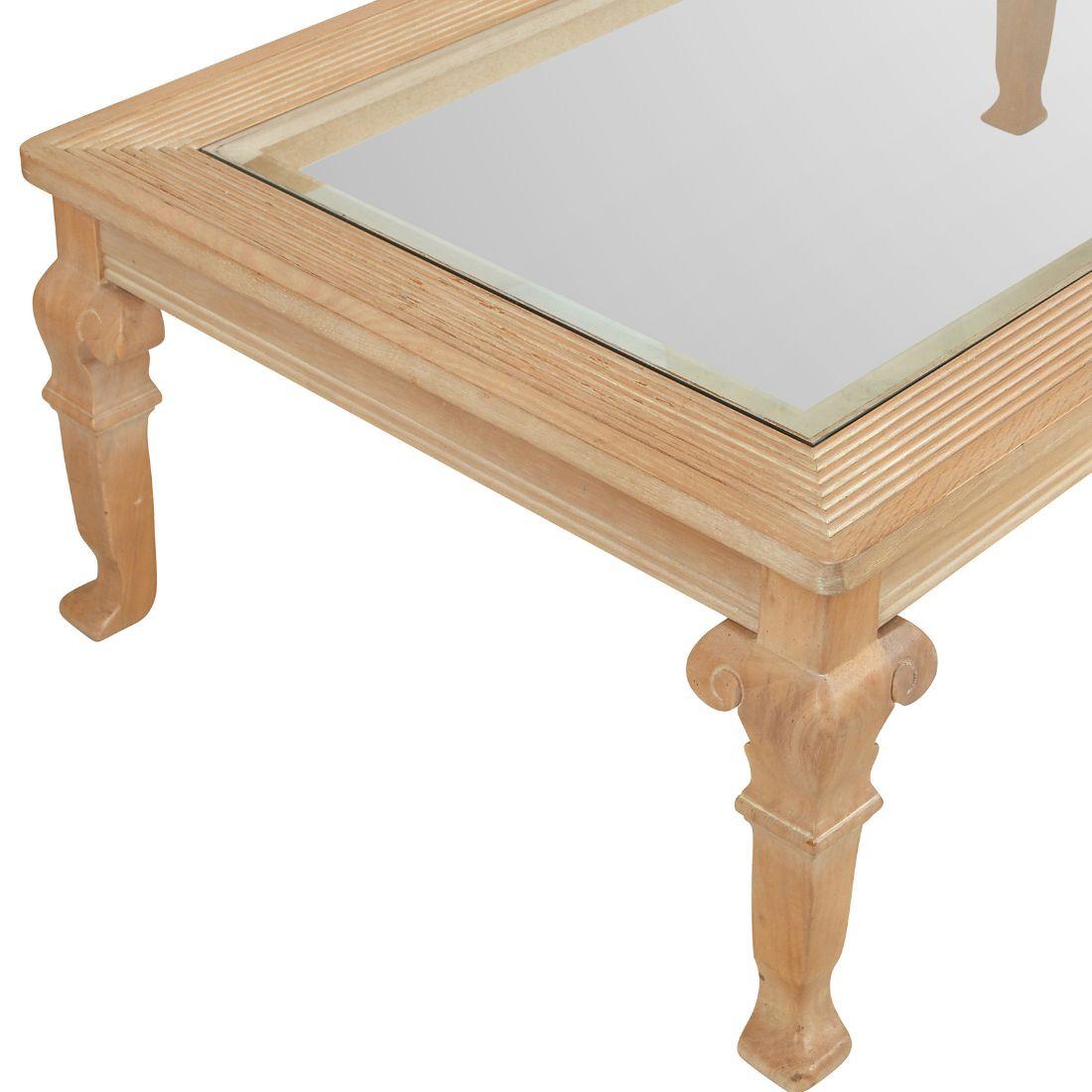Sconosciuto Tavolino vintage in Wood sbiancato con piano in vetro in vendita