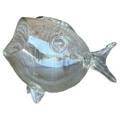Vintage Coastal Blown Glass Fish Vase