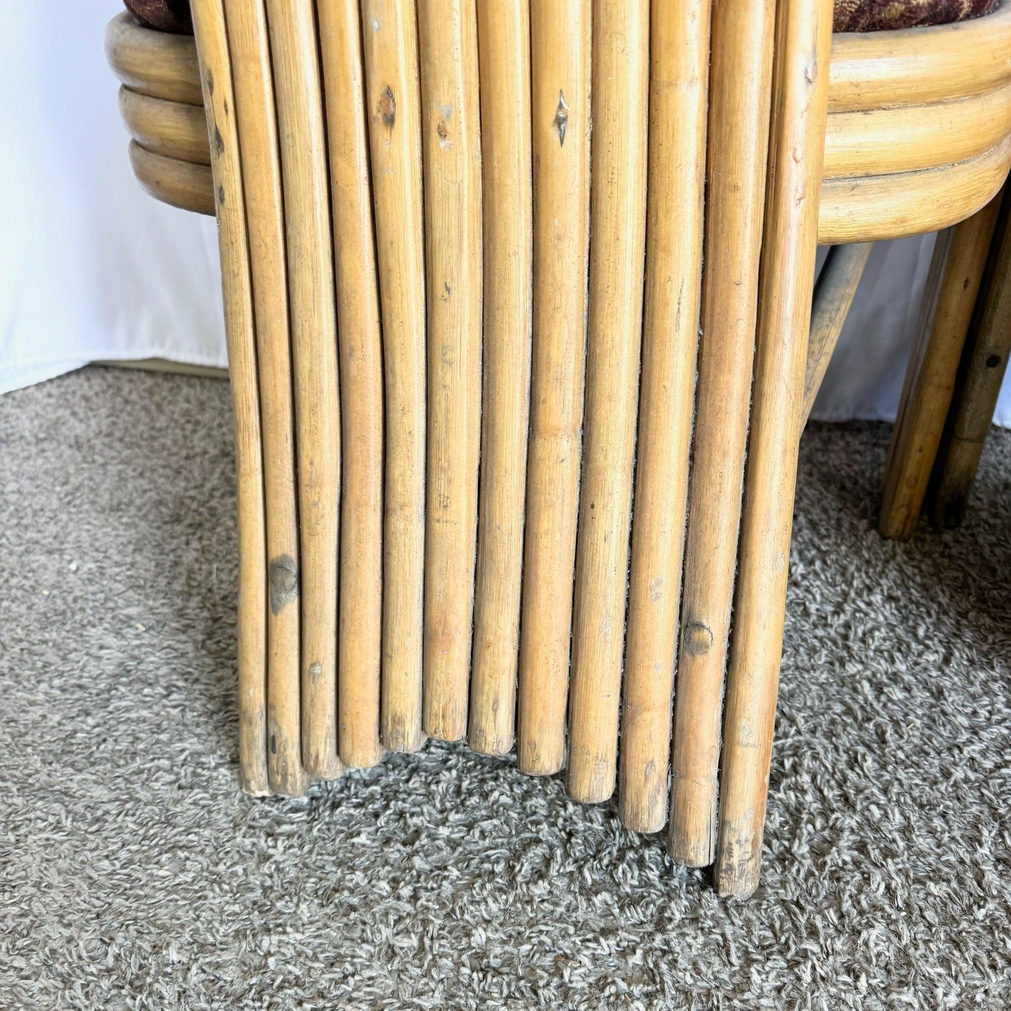 Vintage Coastal Boho Rattan hohe Rückenlehne Esszimmerstühle - Satz von 3 im Angebot 1