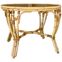 Vintage Coastal Boho Refinished Bent Rattan Dinning or Center Table