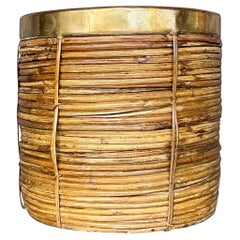 Vintage Coastal Brass and Reed Planter