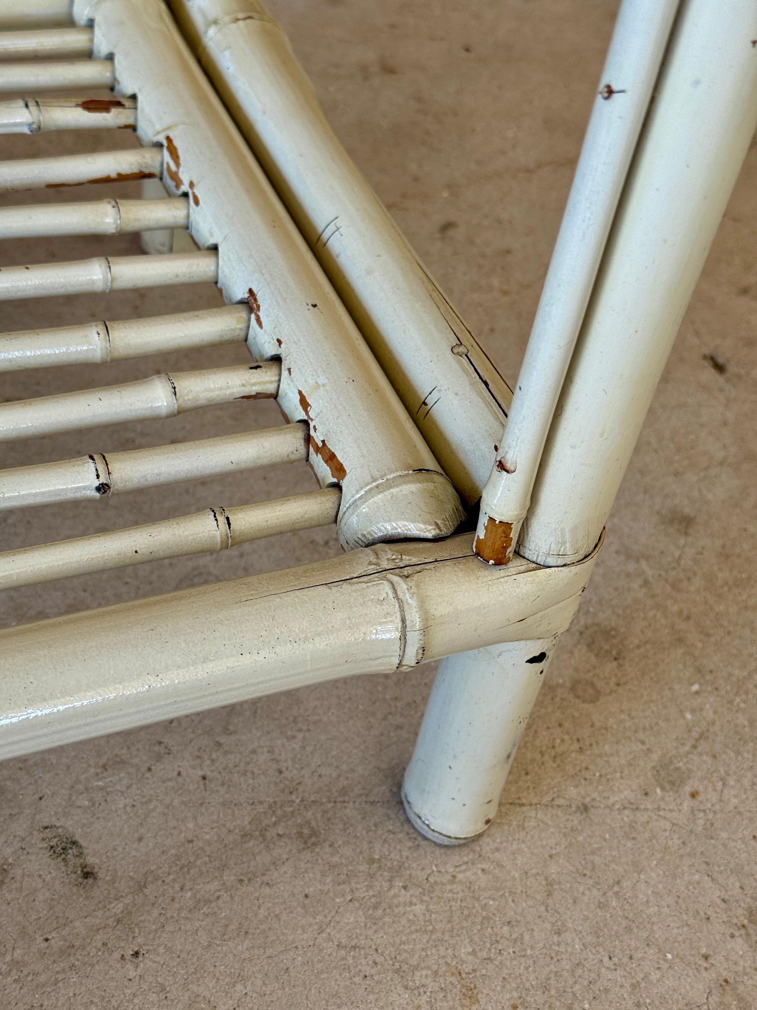 Vintage Coastal Brighton Pavilion Style Painted Bamboo Console Table For Sale 2