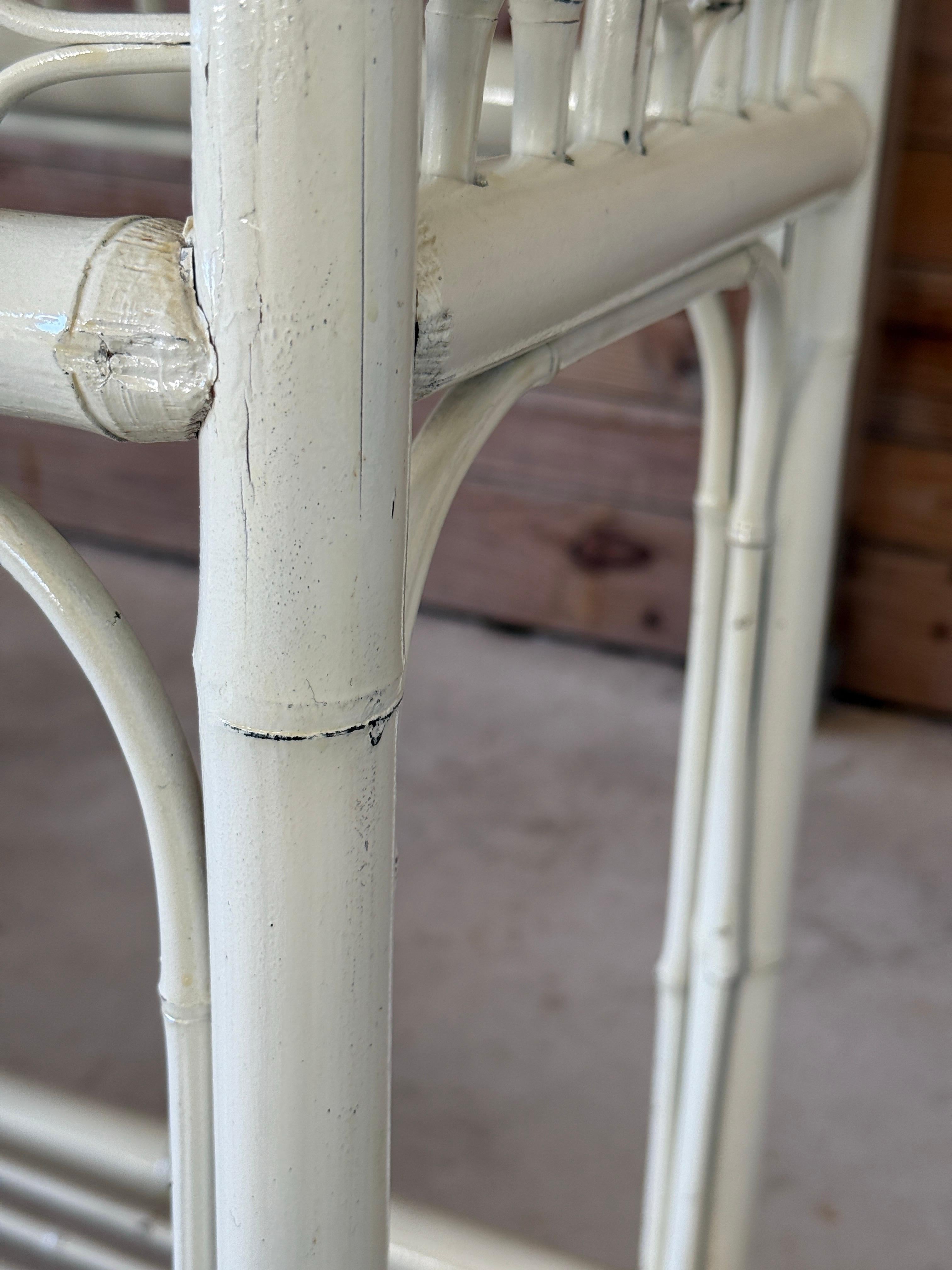 Vintage Coastal Brighton Pavilion Style Painted Bamboo Console Table For Sale 3