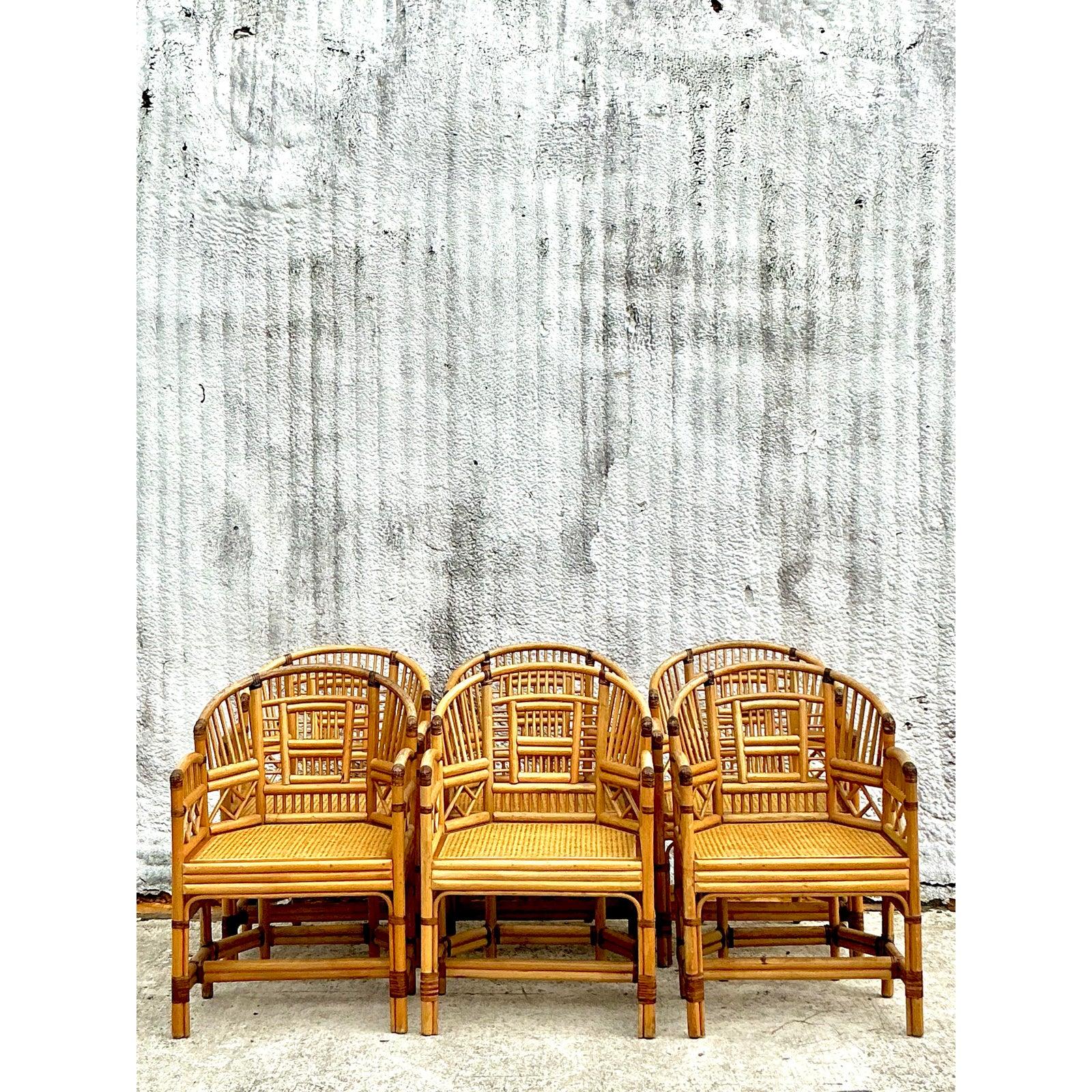 XX secolo Sedie da pranzo in rattan Vintage By Brighton Pavillion - Set di 6 in vendita