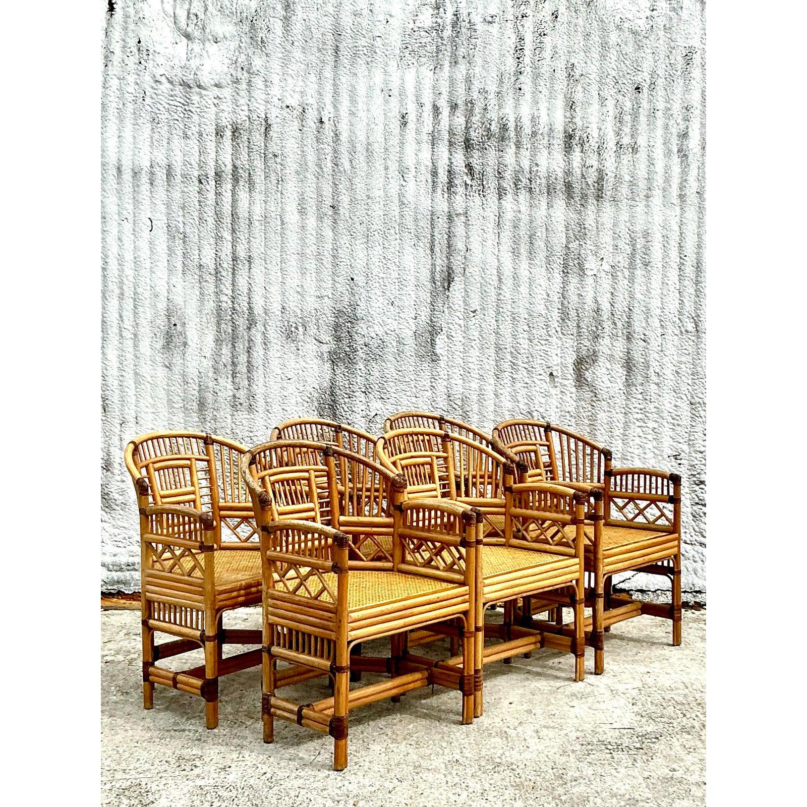 Canna Sedie da pranzo in rattan Vintage By Brighton Pavillion - Set di 6 in vendita