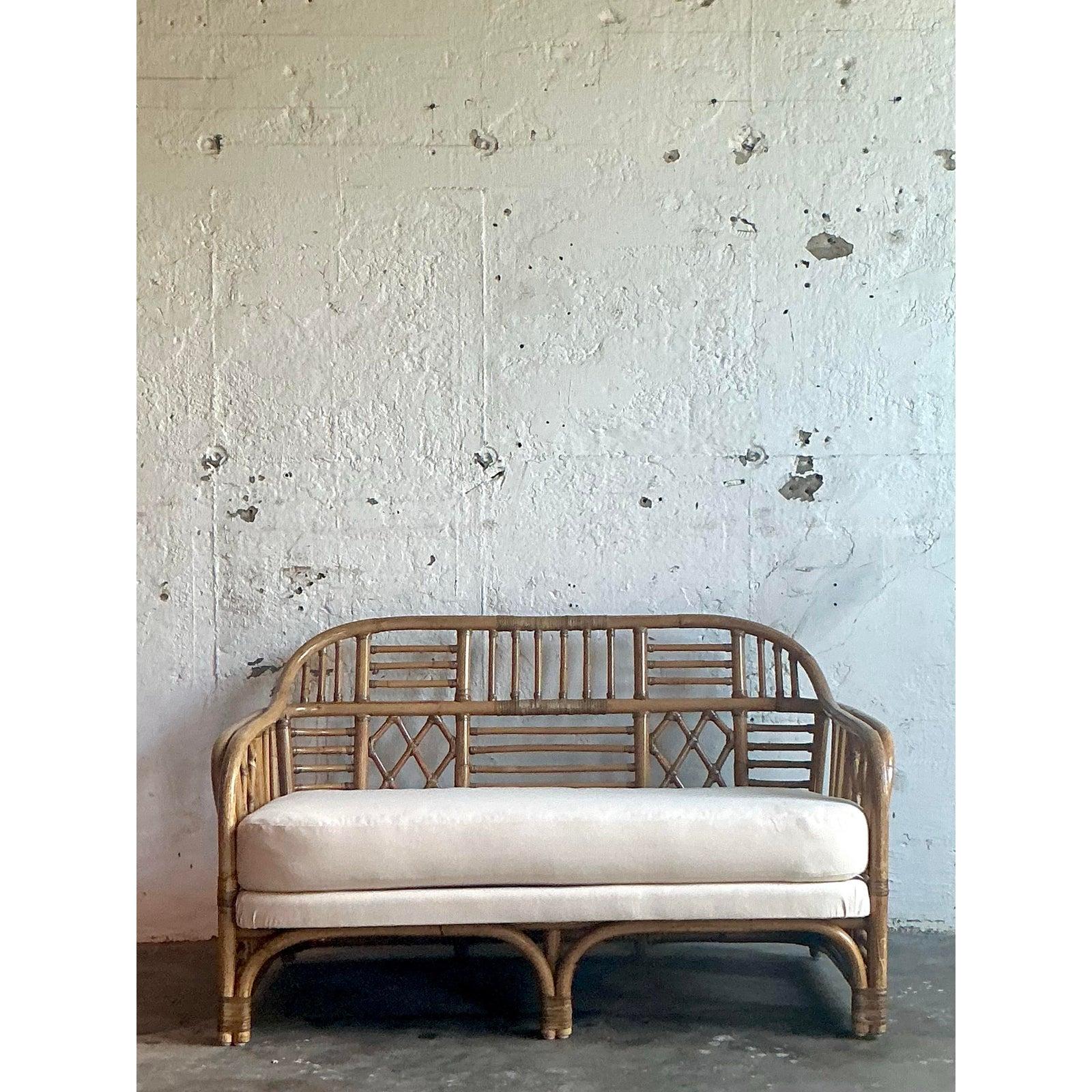 Asiento de ratán vintage Coastal Brighton Pavillon Ratán en venta