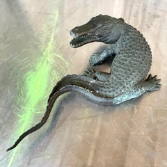 Vintage Coastal Bronze Alligator Sculpture