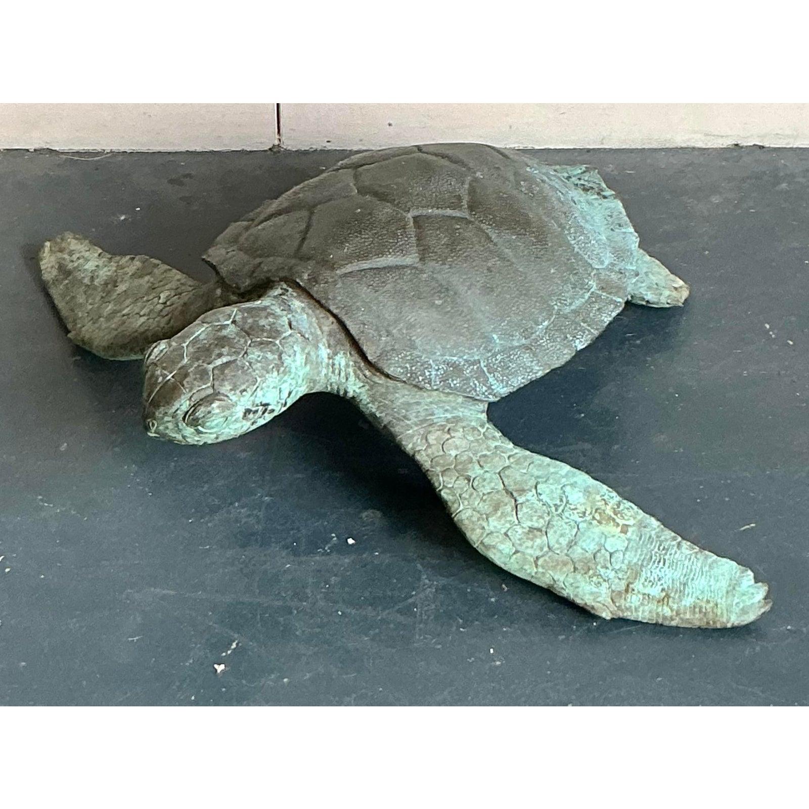 Fuente Tortuga Vintage Coastal Bronce Estadounidense en venta
