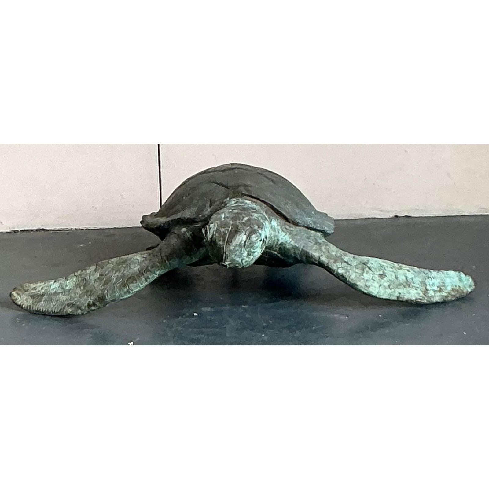 Fuente Tortuga Vintage Coastal Bronce en Bueno estado para la venta en West Palm Beach, FL