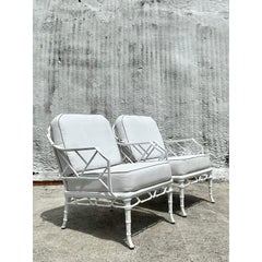 Vintage Coastal Brown Jordan “Calcutta” Aluminum Lounge Chairs - A Pair