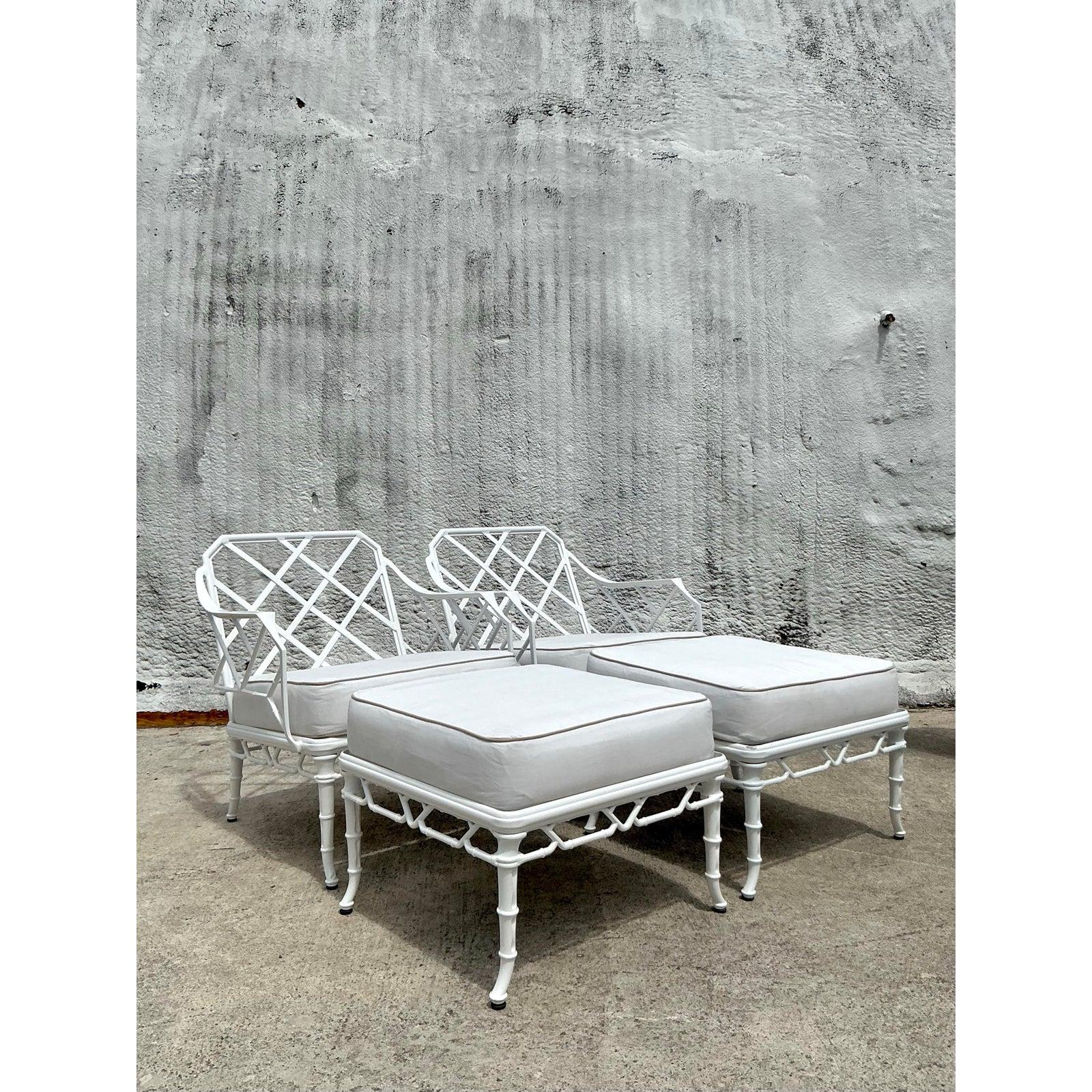 Vintage Coastal Brown Jordan “Calcutta” Aluminum Lounge Chairs - A Pair In Good Condition In west palm beach, FL