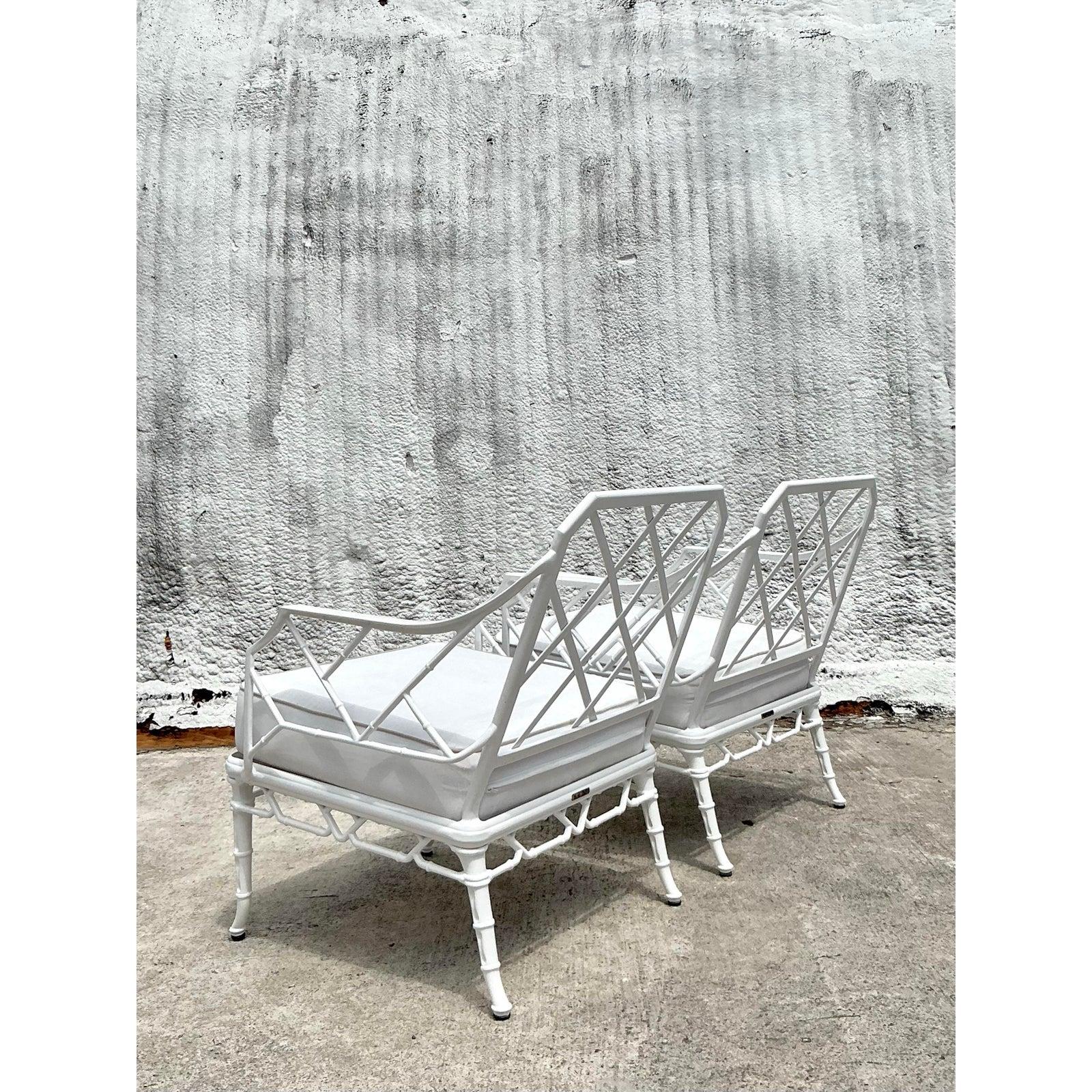 20th Century Vintage Coastal Brown Jordan “Calcutta” Aluminum Lounge Chairs - A Pair