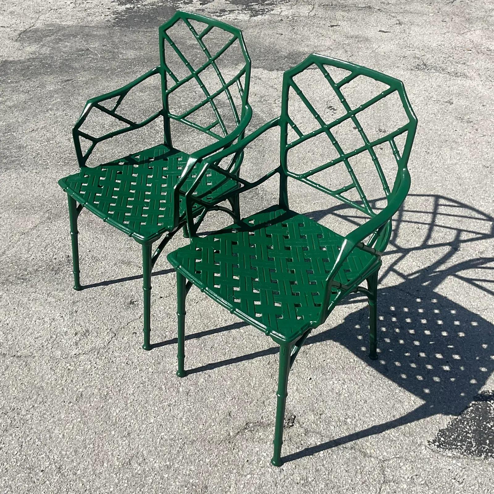 Vintage Coastal Brown Jordan “Calcutta” Arm Chairs, Pair In Good Condition In west palm beach, FL