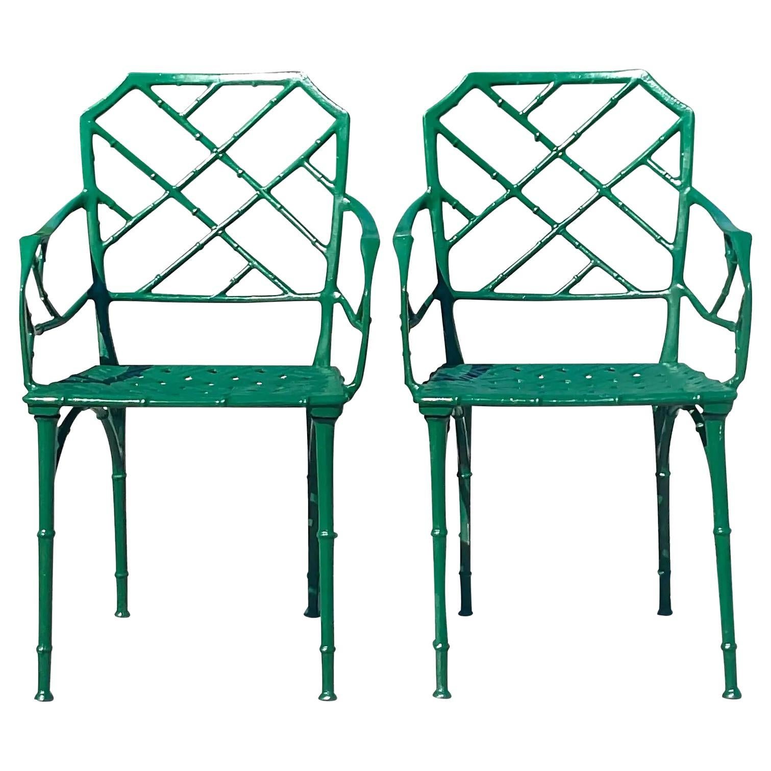 Vintage Coastal Brown Jordan “Calcutta” Arm Chairs, Pair