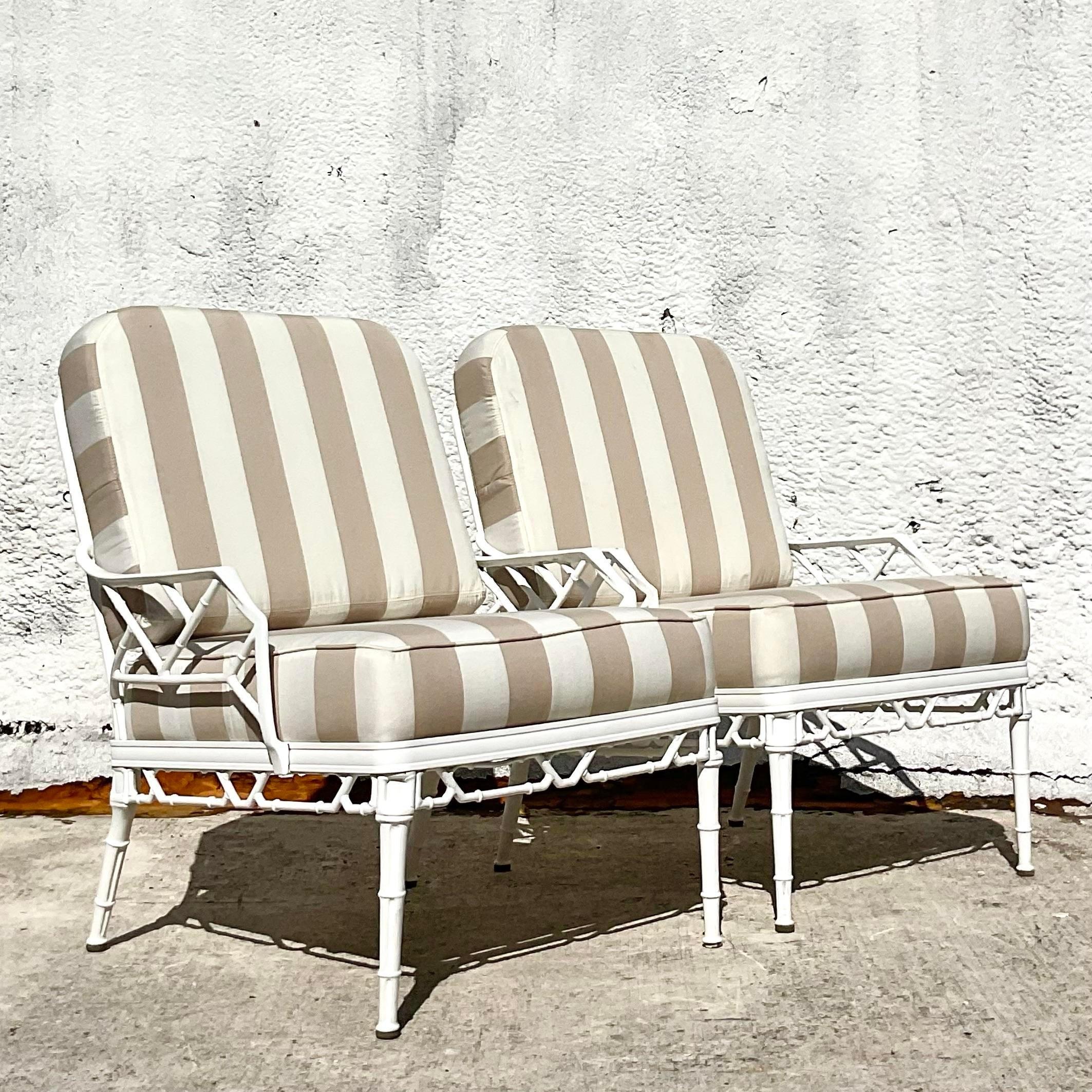 Contemporary Vintage Coastal Brown Jordan “Calcutta” Lounge Chairs - a Pair