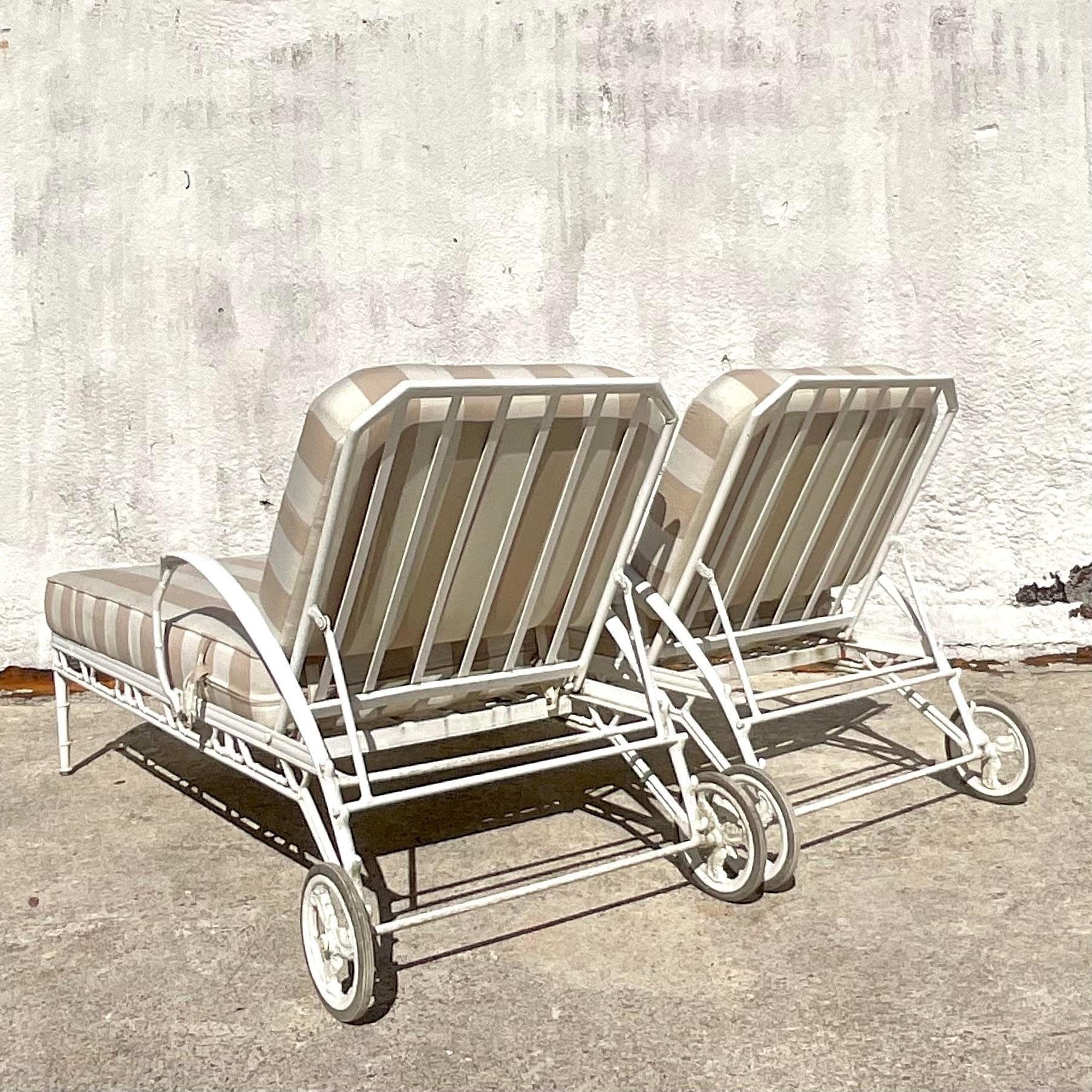 Vintage Coastal Brown Jordan “Calcutta” Straight Back Chaise Lounge Chairs -a Pr 1