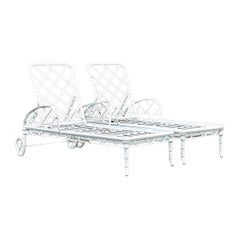 Vintage Coastal Brown Jordan “Calcutta” Wrought Iron Chaise Lounge - a Pair