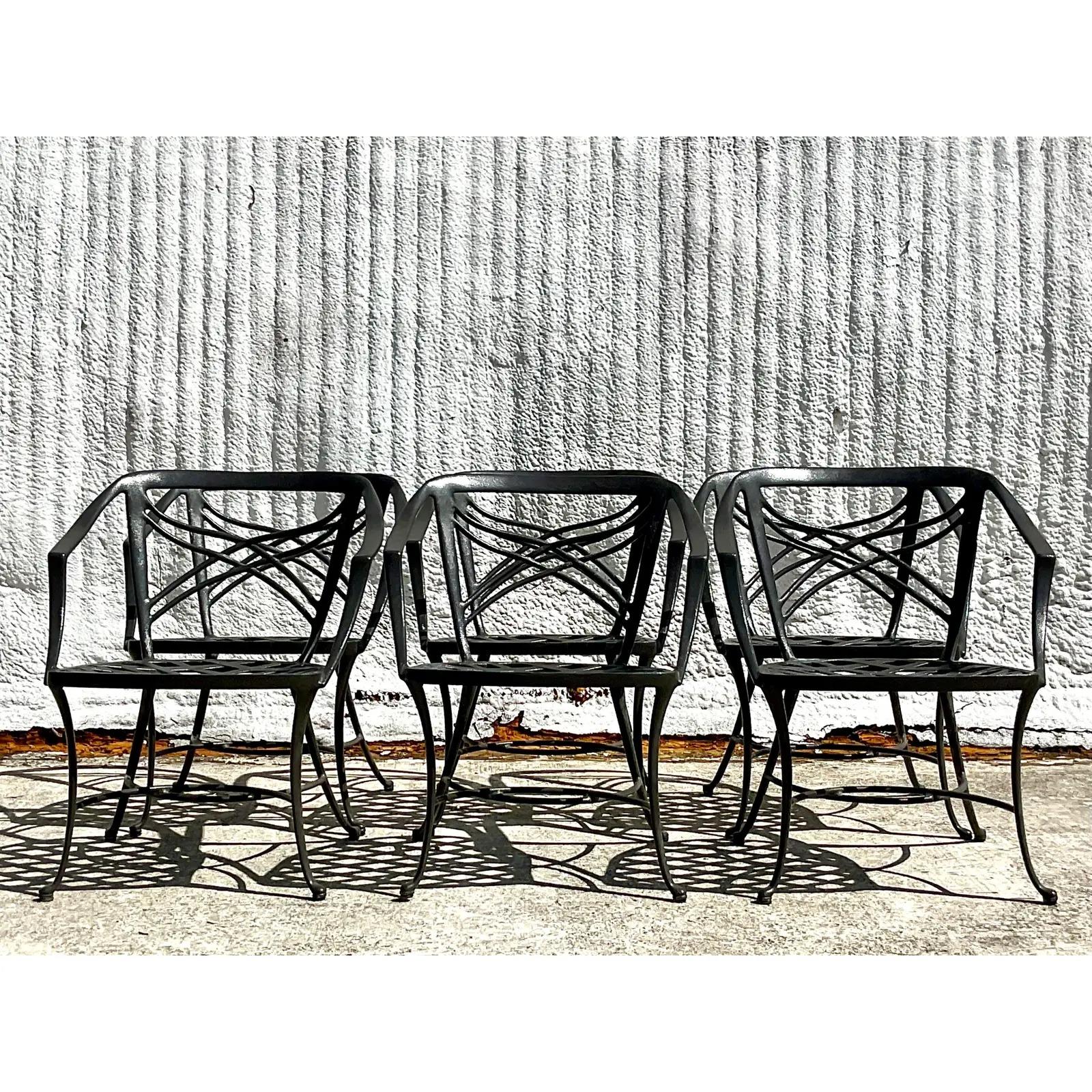 Vintage Coastal Brown Jordan Cast Aluminum Classic 2 Outdoor Table and Six Chair 2