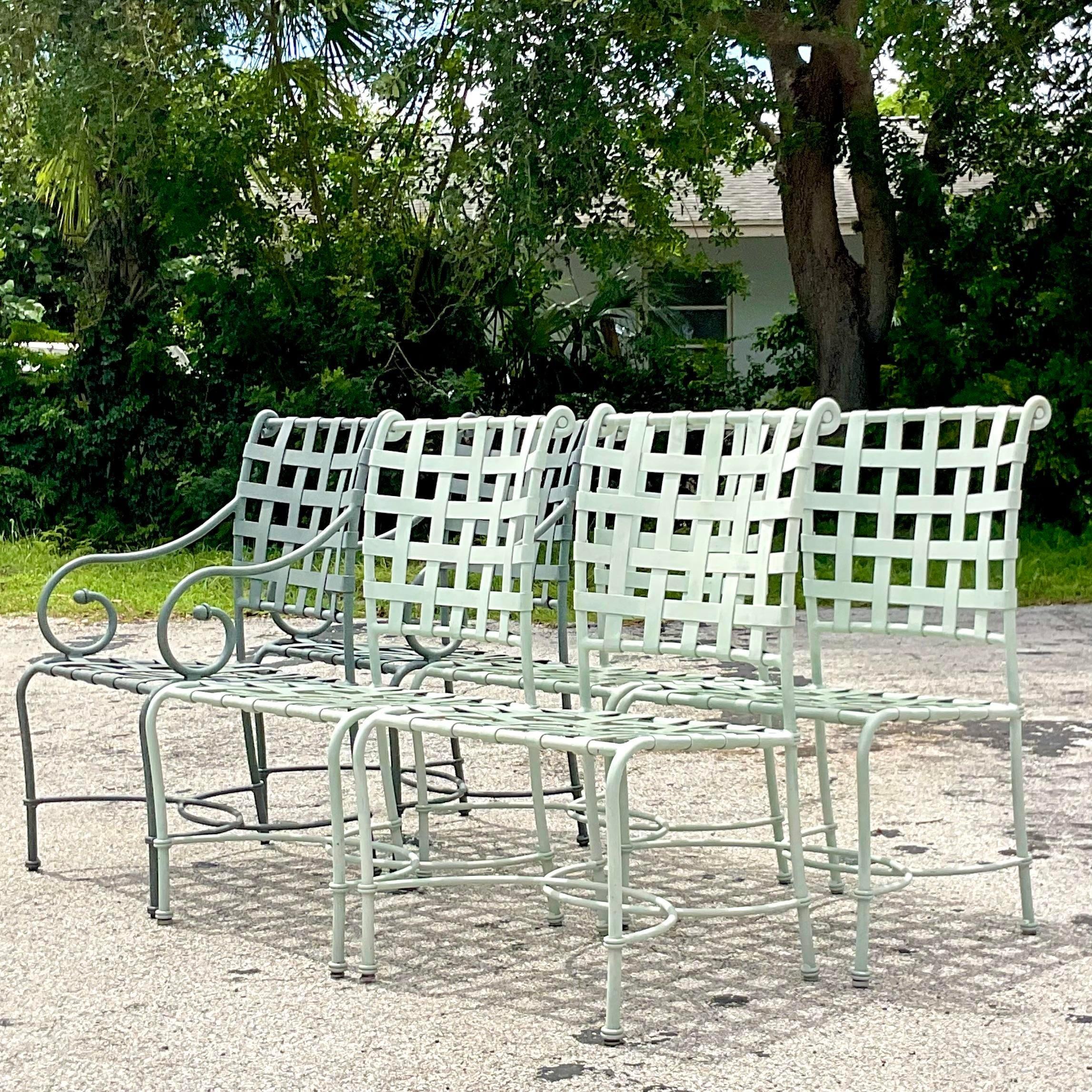 Vintage Coastal Brown Jordan Cast Aluminum Dining Chairs - Set of 6 5