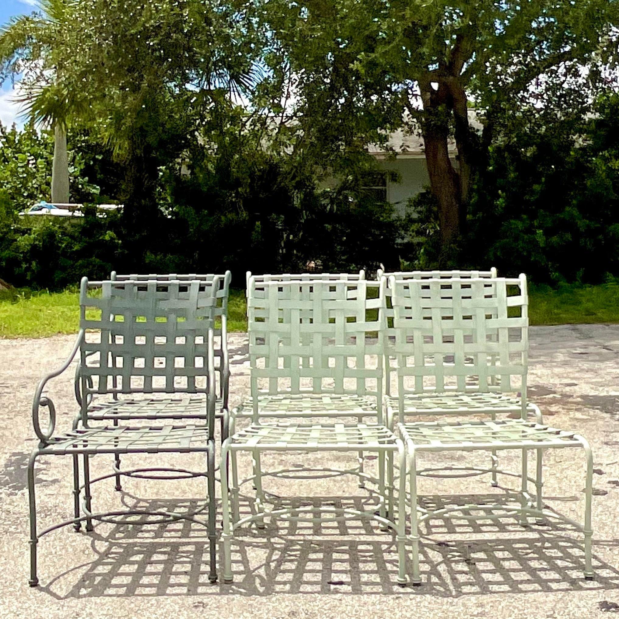 20th Century Vintage Coastal Brown Jordan Cast Aluminum Dining Chairs - Set of 6