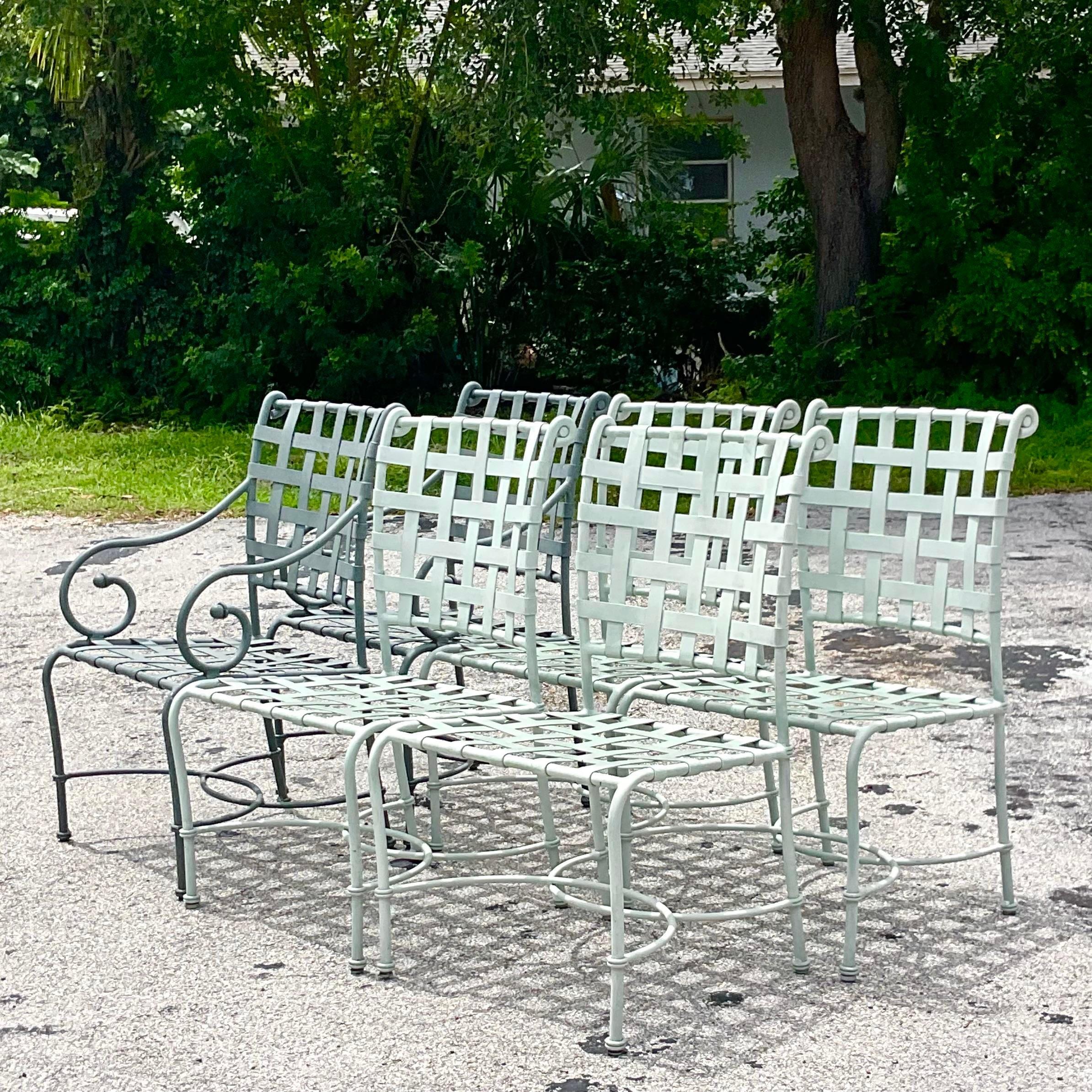 Vintage Coastal Brown Jordan Cast Aluminum Dining Chairs - Set of 6 1