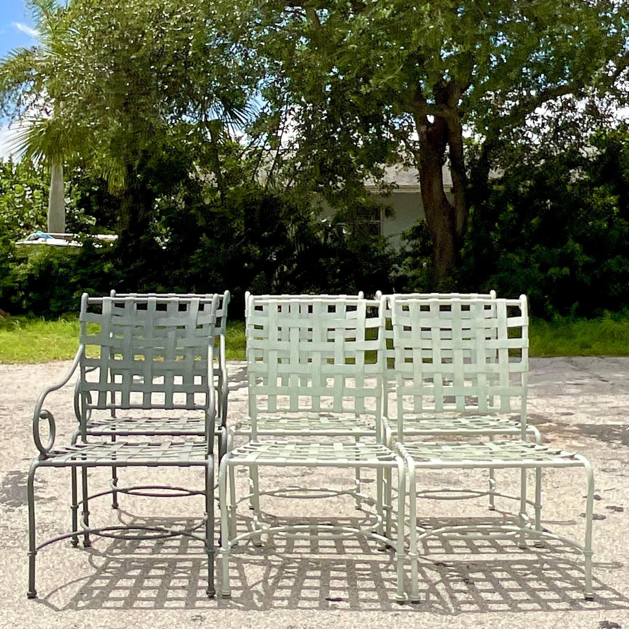 Vintage Coastal Brown Jordan Cast Aluminum Dining Chairs - Set of 6 4