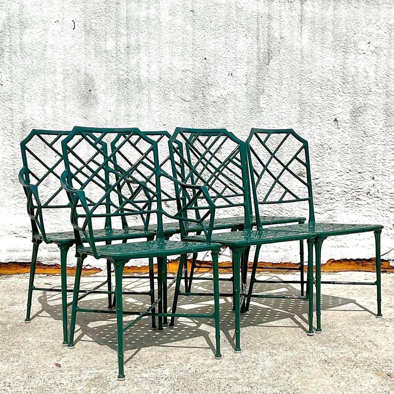 Vintage Coastal Brown Jordan Cast Aluminum Dining Table & 6 Chairs 5