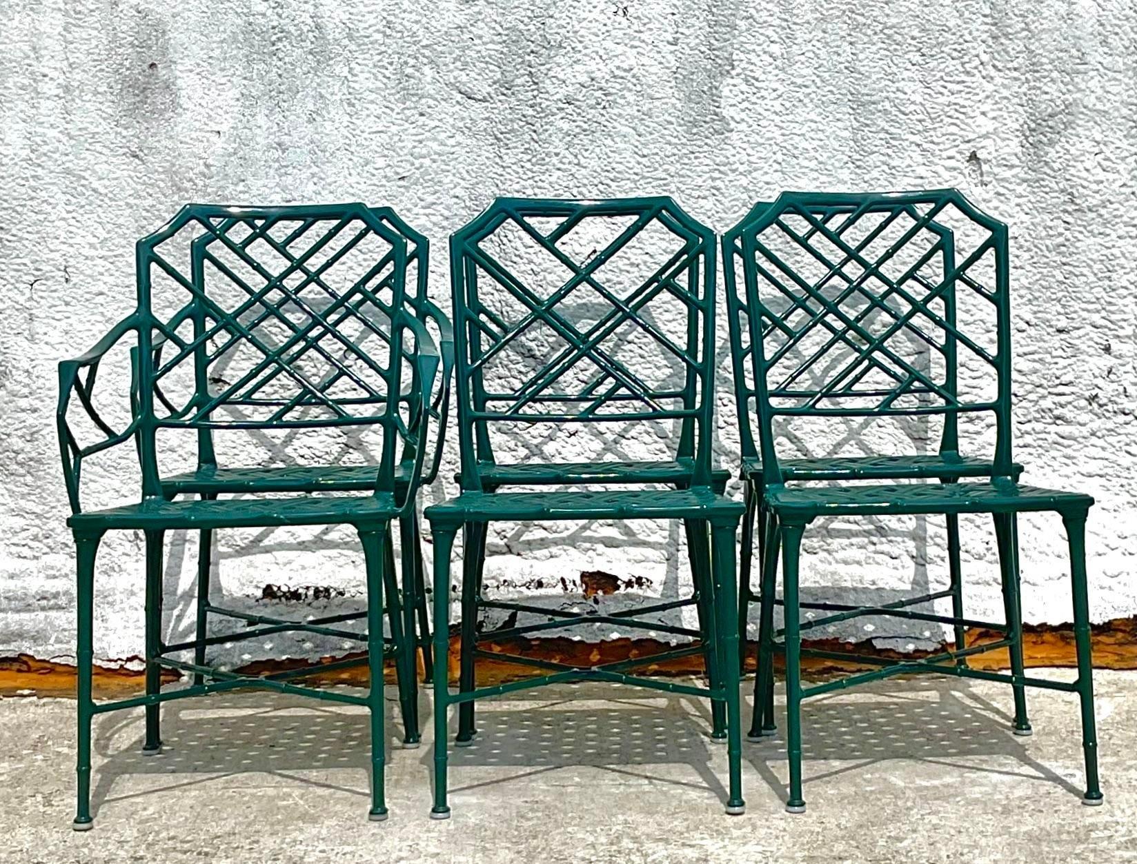 20th Century Vintage Coastal Brown Jordan Cast Aluminum Dining Table & 6 Chairs For Sale
