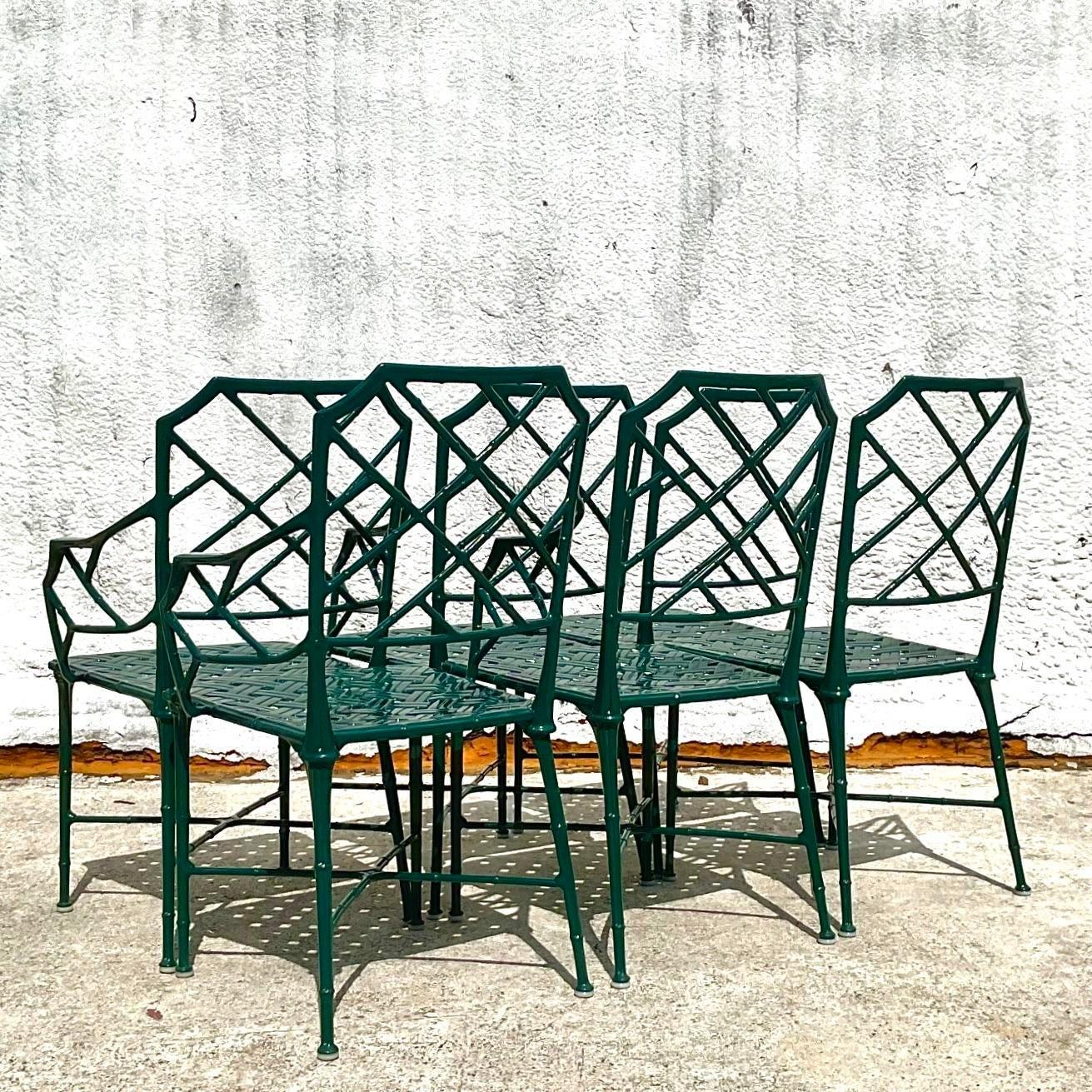 Vintage Coastal Brown Jordan Cast Aluminum Dining Table & 6 Chairs 4