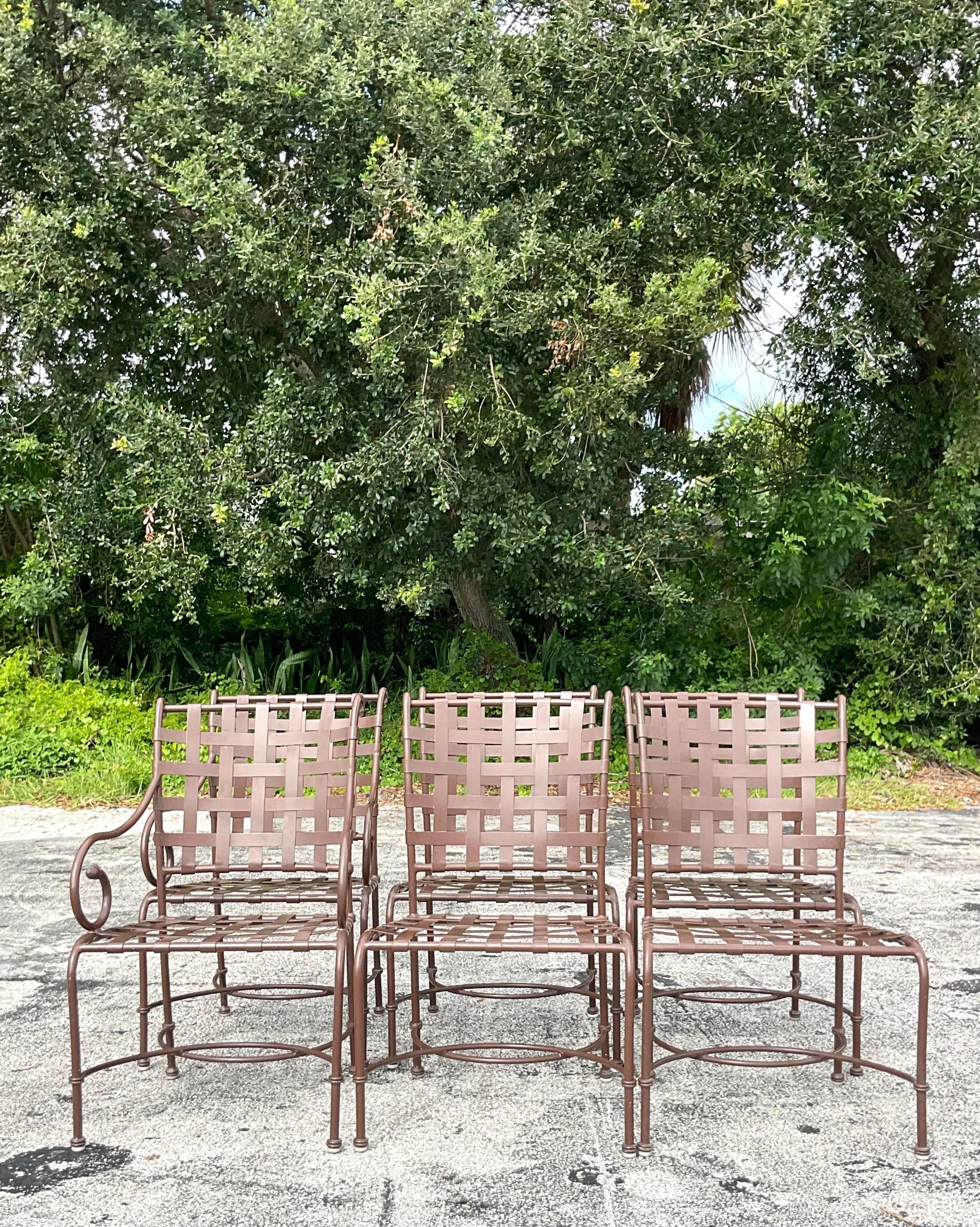 Vintage Coastal Brown Jordan Cast Aluminum Outdoor Dining Table & 6 Chairs 5