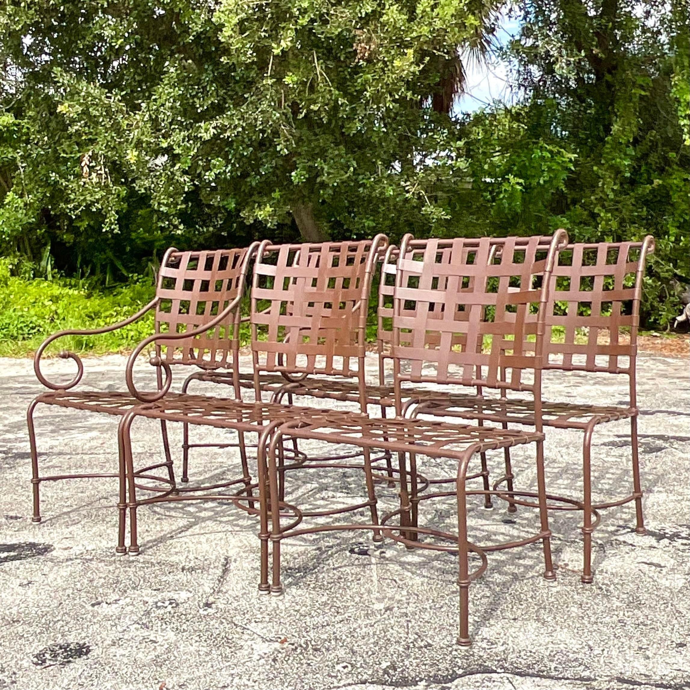 Vintage Coastal Brown Jordan Cast Aluminum Outdoor Dining Table & 6 Chairs 6