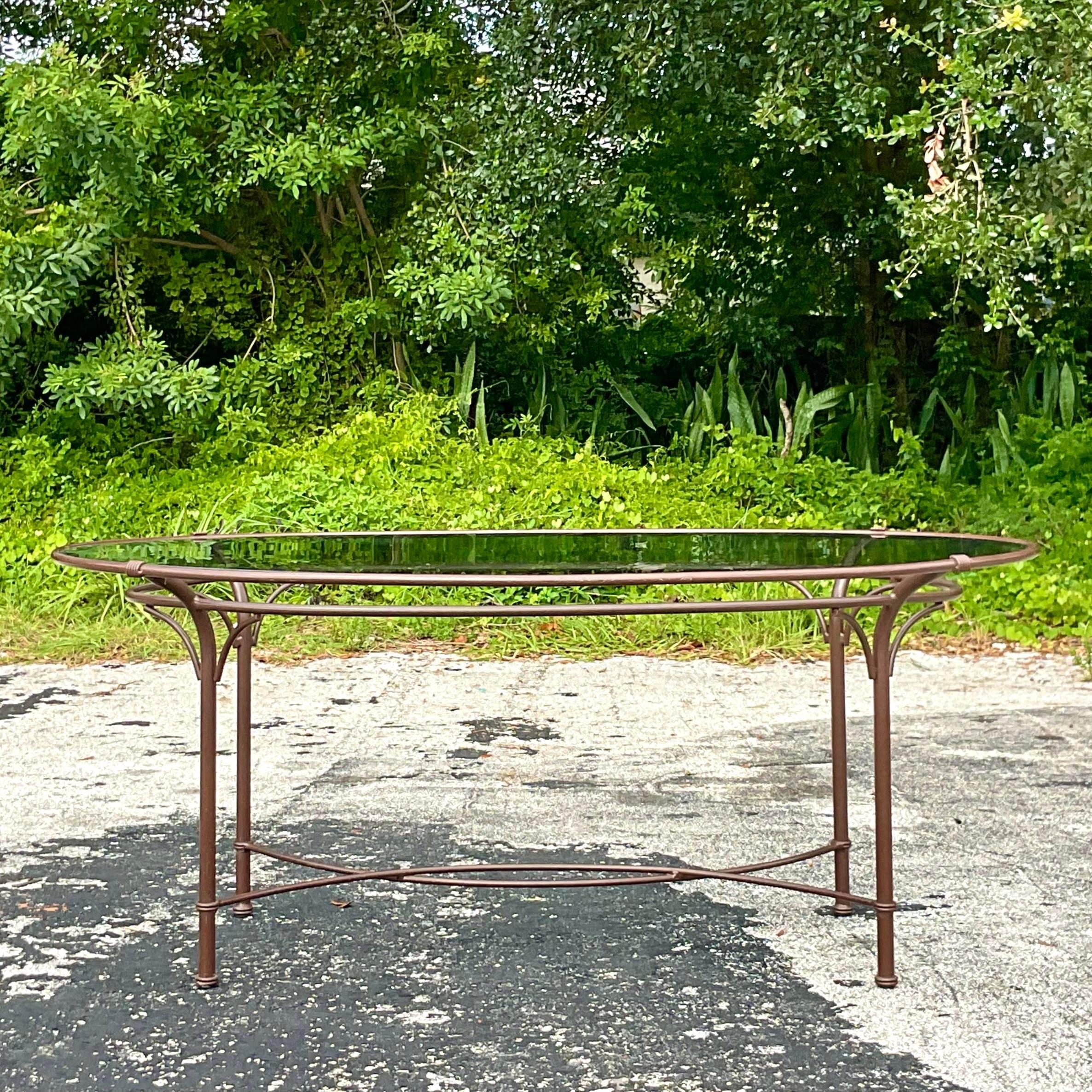 Vintage Coastal Brown Jordan Cast Aluminum Outdoor Dining Table & 6 Chairs 7
