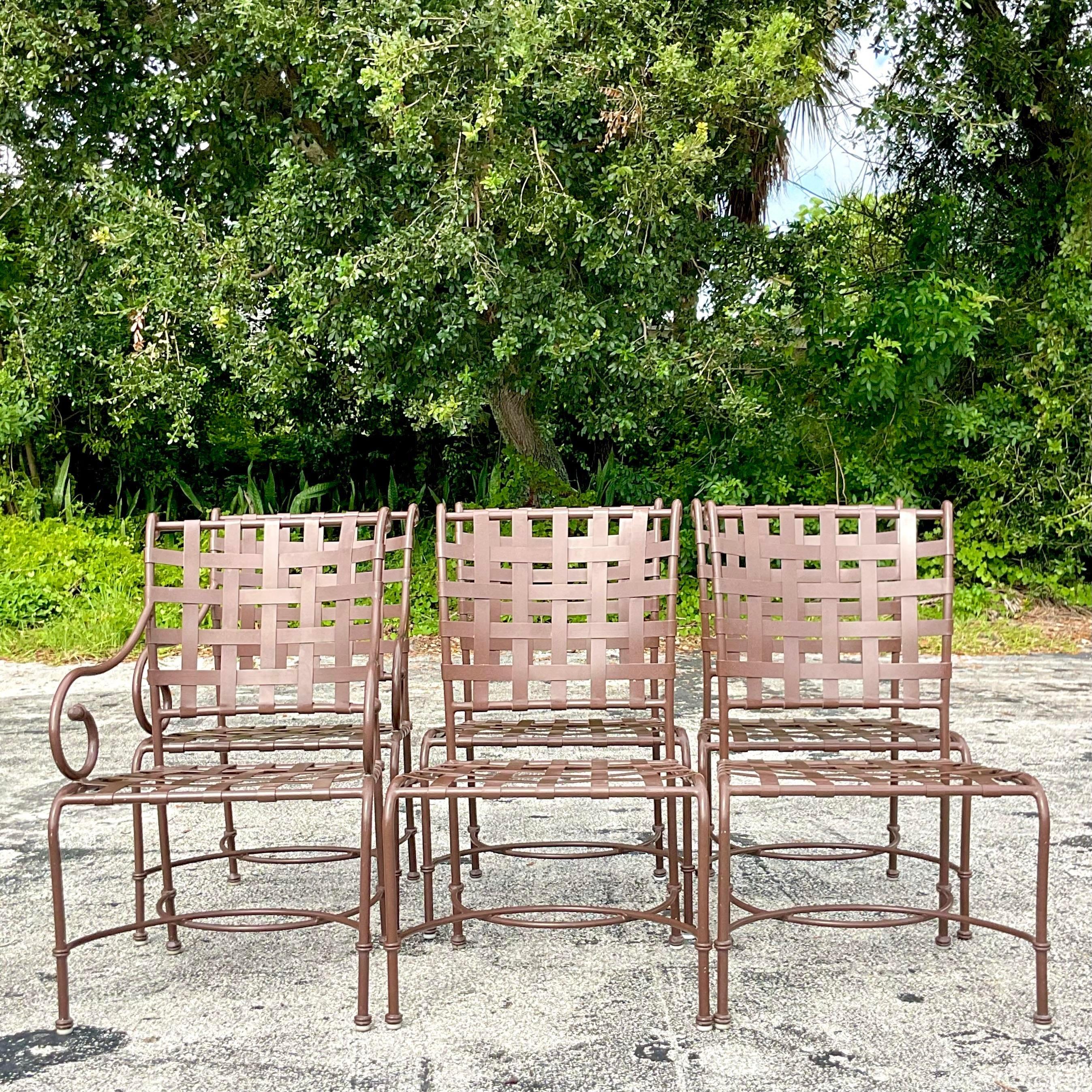 Vintage Coastal Brown Jordan Cast Aluminum Outdoor Dining Table & 6 Chairs 1
