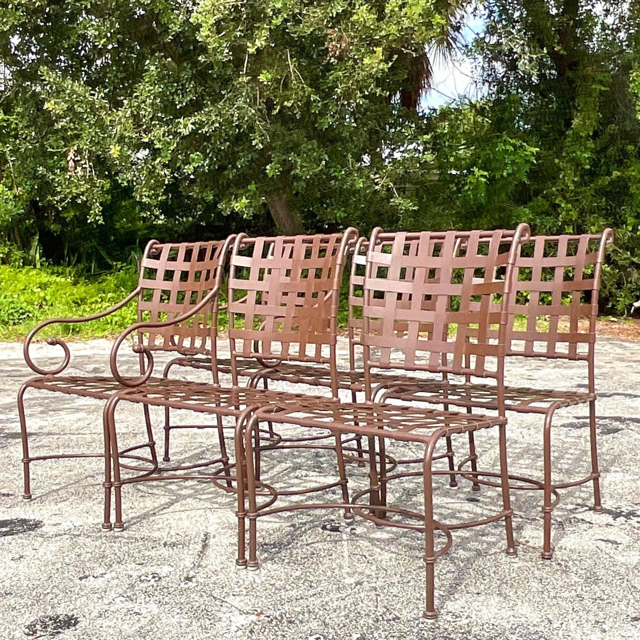 Vintage Coastal Brown Jordan Cast Aluminum Outdoor Dining Table & 6 Chairs 2