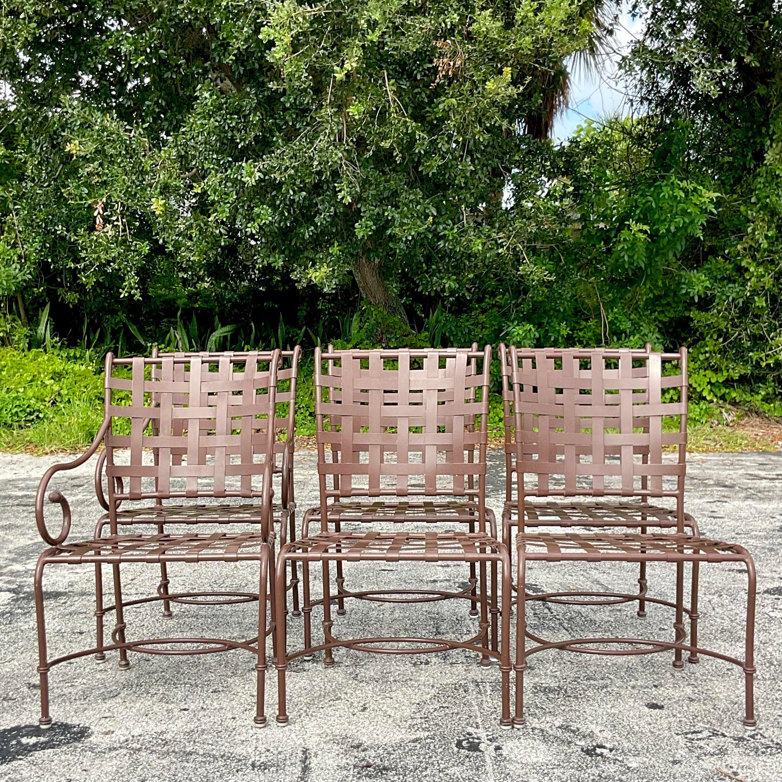 Vintage Coastal Brown Jordan Cast Aluminum Outdoor Dining Table & 6 Chairs 3