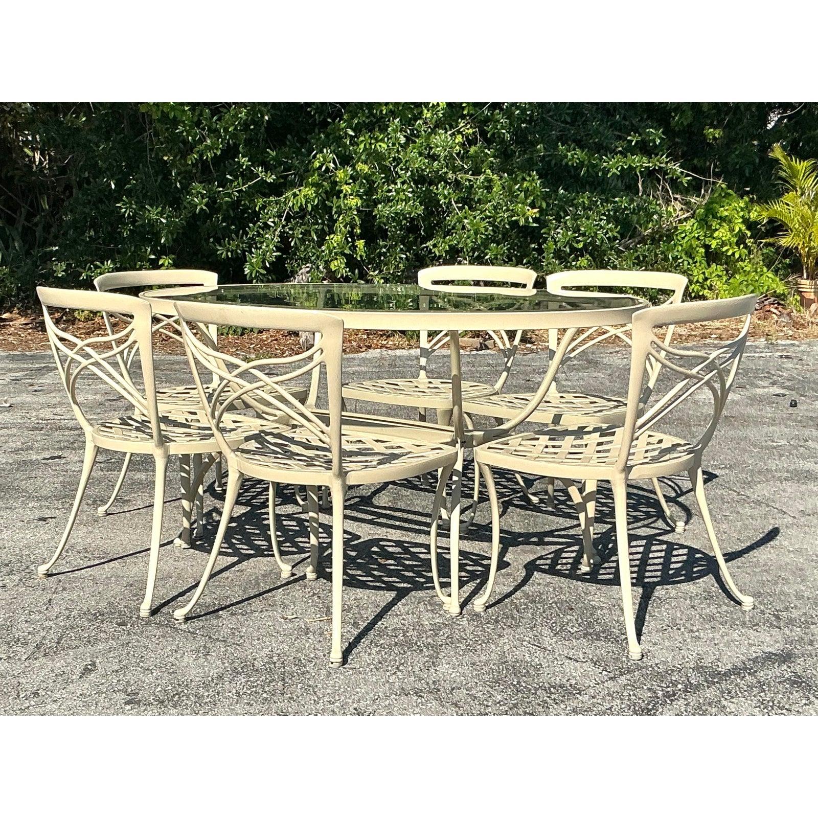 Vintage Coastal Brown Jordan Classic 2 Gussaluminium Terrasse Esszimmer Set im Angebot 2