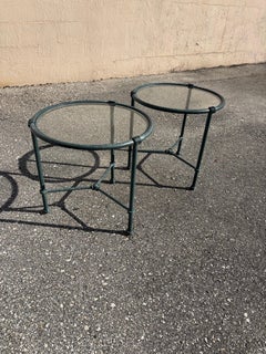 Vintage Coastal Brown Jordan Florentine Outdoor Side Tables, a Pair