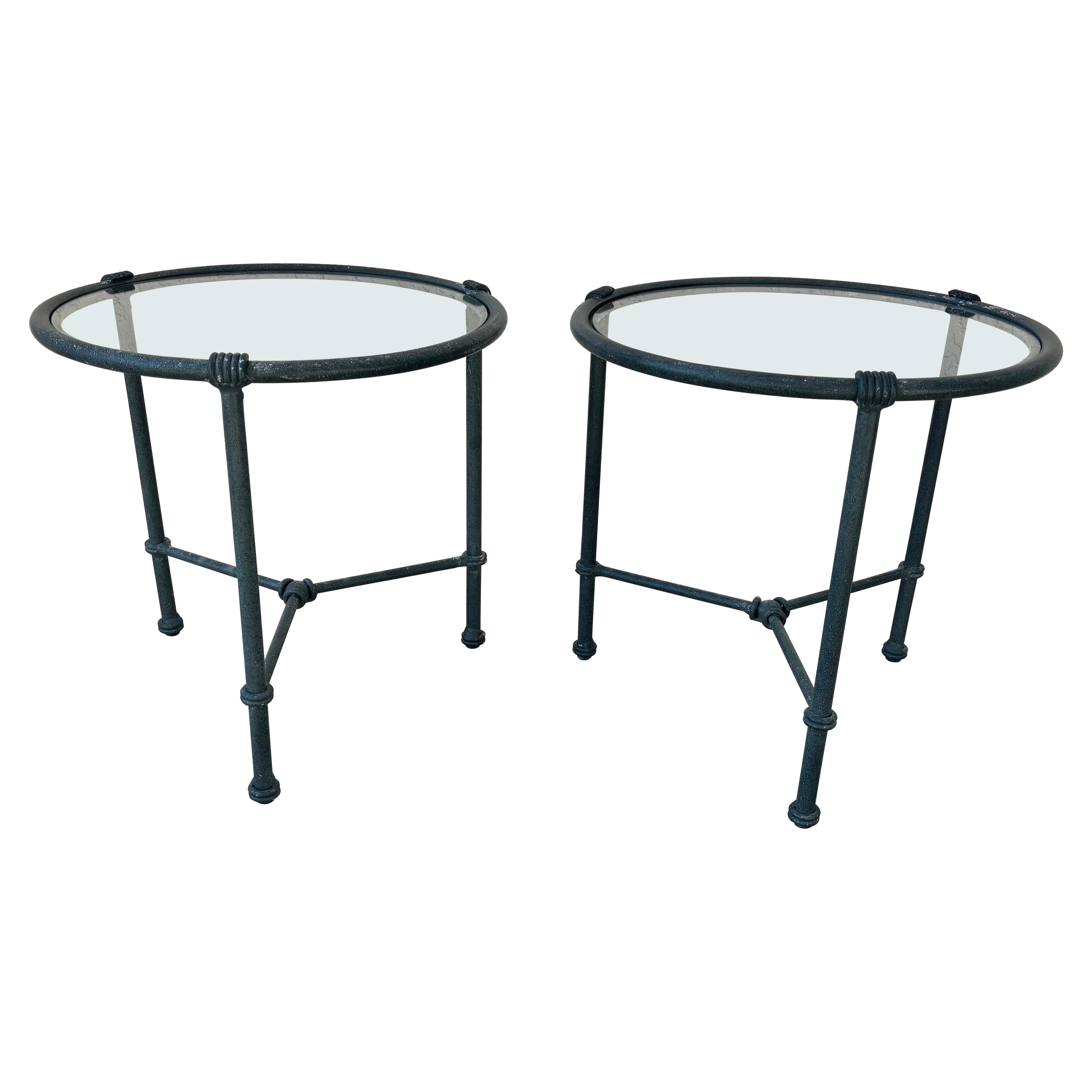 Vintage Coastal Brown Jordan Florentine Outdoor Side Tables, a Pair