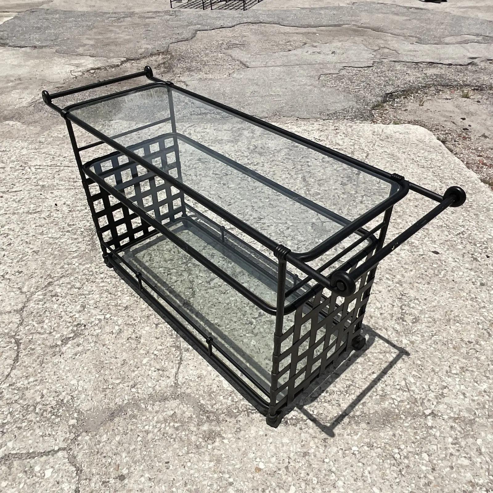 vintage wrought iron bar cart