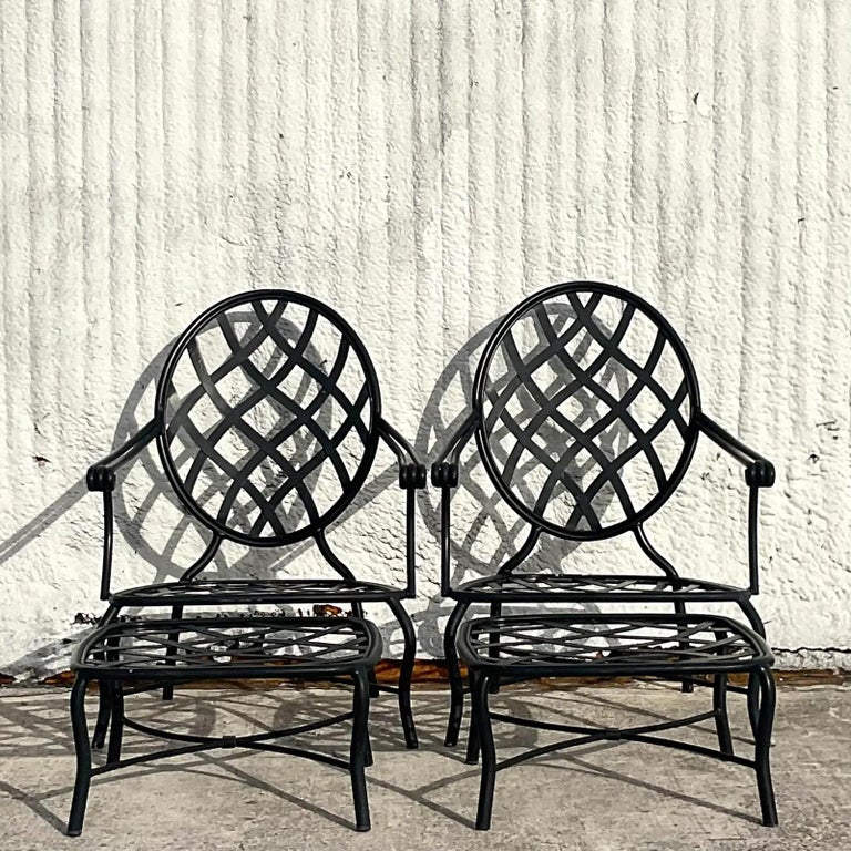 Vintage Coastal Brown Jordan “Grenada” Aluminum Lounge Chairs a Pair For Sale at 1stDibs