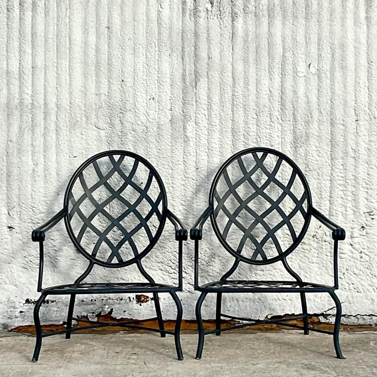 Vintage Coastal Brown Jordan “Grenada” Aluminum Lounge Chairs a Pair For Sale at 1stDibs