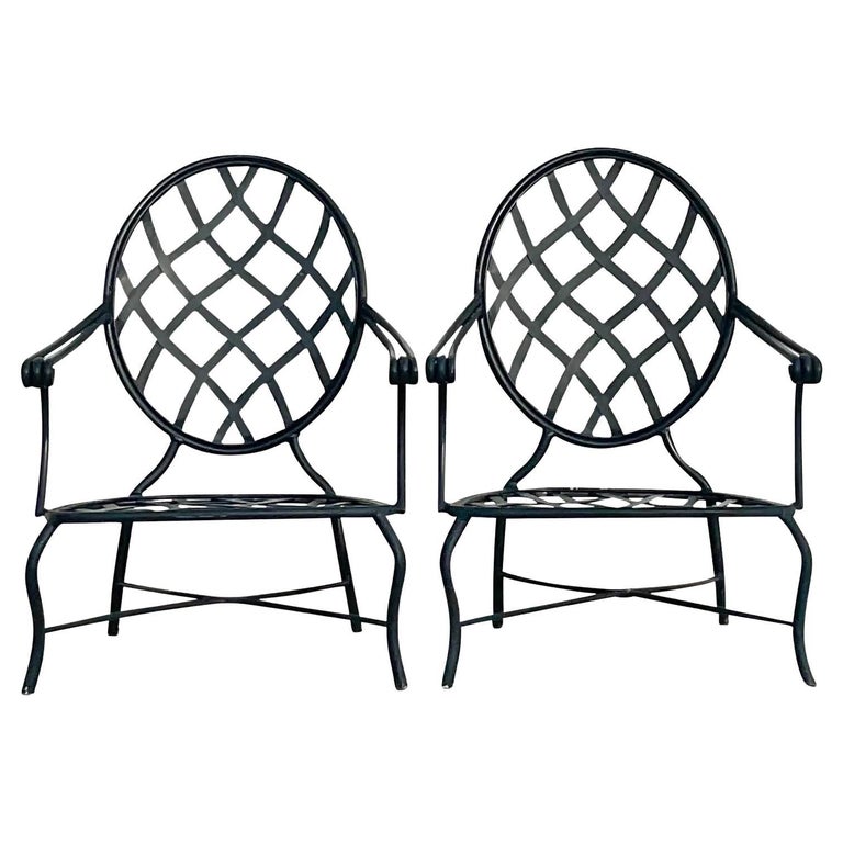 Vintage Coastal Brown Jordan “Grenada” Aluminum Lounge Chairs a Pair