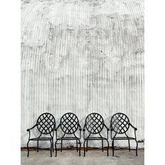 Vintage Coastal Brown Jordan "Grenada" Aluminum Dining Chairs - Set of 4
