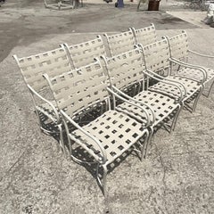 Vintage Coastal Brown Jordan Roma Outdoor Dining Chairs, Set of 8