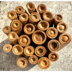 Vintage Coastal Bundled Bamboo Dining Table Pedestal