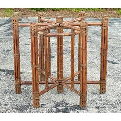 Vintage Coastal Bundled Rattan Base After McGuire