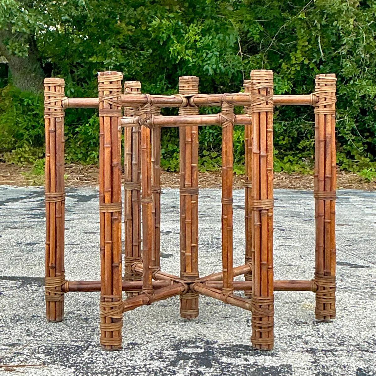 Philippine Vintage Coastal Bundled Rattan Base After McGuire